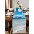 thumbnail image 4 of ERUNPONLY Beach Table Runner - 90 Inch Long Summer Ocean Blue Sky Sand Waves Modern Style Cotton and Linen Blended Dress Scarves Farmhouse Table Runner for Kitchen Dining, Coffee Table, 13" x 90", 4 of 8