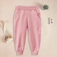 thumbnail image 2 of 4-5T Boys Girls Soft Solid Joggers,Unisex Toddler ELastic Waist Cute Solid Casual Loungewear Pants,Elastic Cuff Pocket Sweatpants Fall Winter Cloths for 12 Months 2T 3T 4T 5-8Y,Pink, 2 of 5