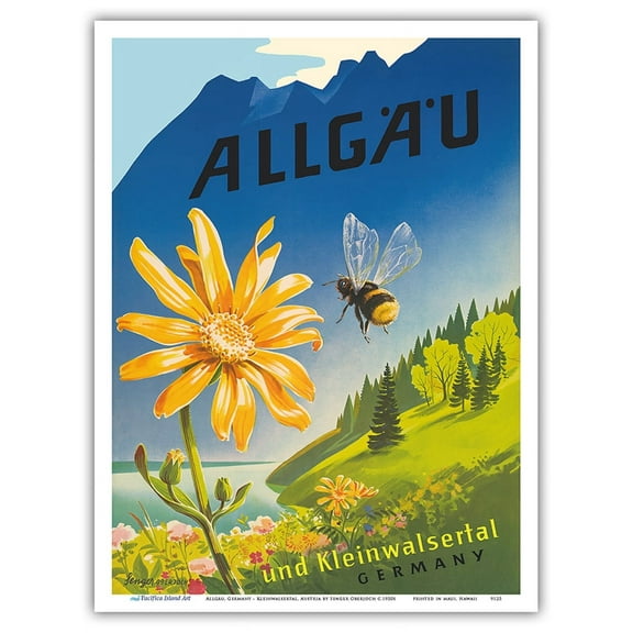 Allgäu Germany - Kleinwalsertal Austria - Bavarian Alps - Vintage Travel Poster by Senger Oberjoch c.1950s - Master Art Print (Unframed) 9in x 12in