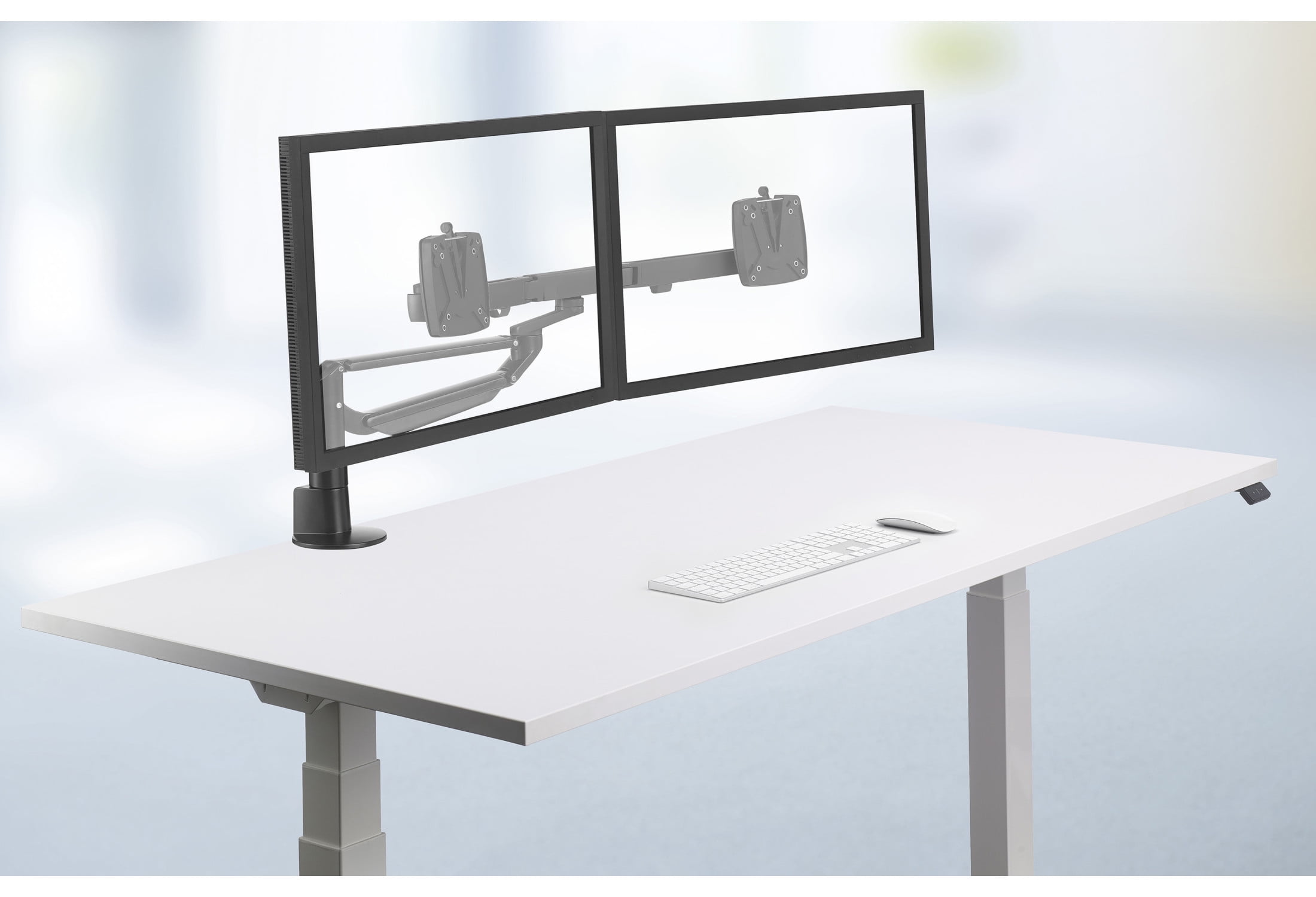 Novus CLU Plus X2 c HD Monitor Arm Set for 2 Screens, Easy Alignment, 3-in-1 Mount, Black