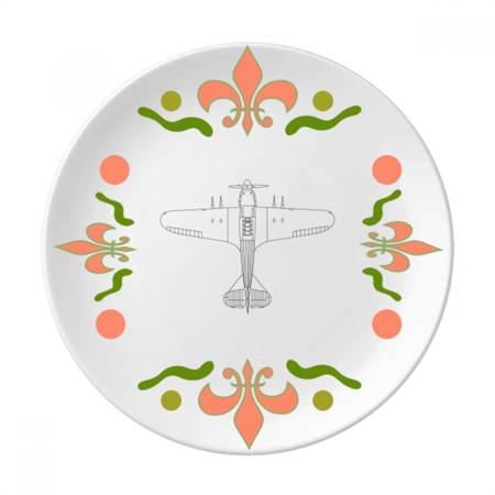 

Aircraft Military Technology Flower Ceramics Plate Tableware Dinner Dish