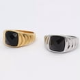 thumbnail image 2 of K-KED Fashion Simple Cold Wind Black Gemstones Stainless Steel Rings Size 7-11-11-Gold, 2 of 9