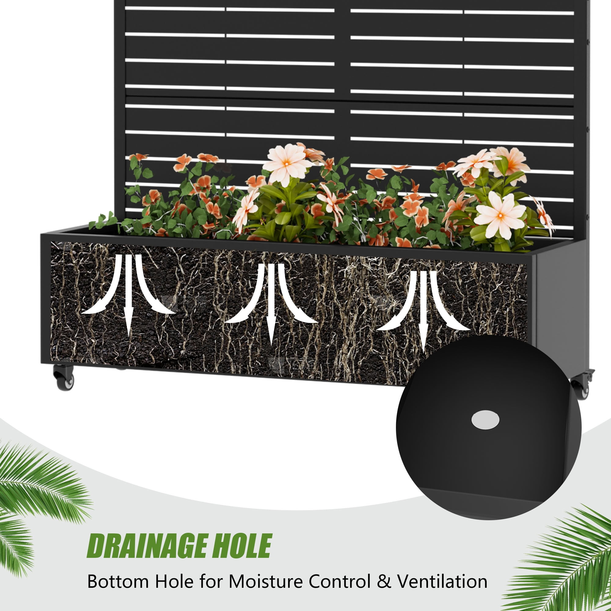 MAYEERTY 47*47in Outdoor Metal Planter Box, Modern Square Metal Planter, Outdoor Decorative Planter for Patio, Balcony, Garden