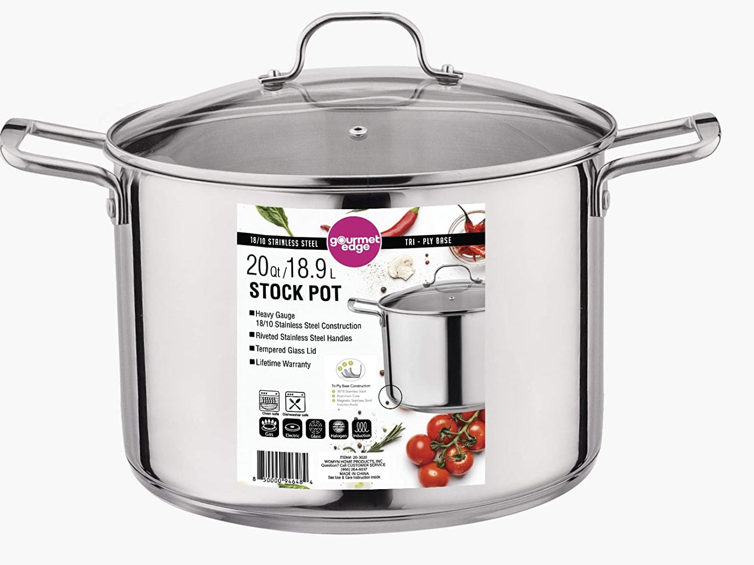 NEW 6 Ltr Stock Pot Thick 18/10 Stainless 22 cm Stockpot Induction RRP $125 