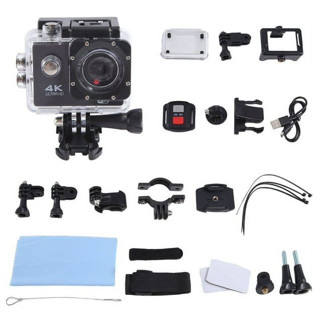 Cámara de acción Ultra HD 4K con casco subacuático, impermeable, pantalla de 2.0 pulgadas, control remoto WiFi, cámara de video deportiva