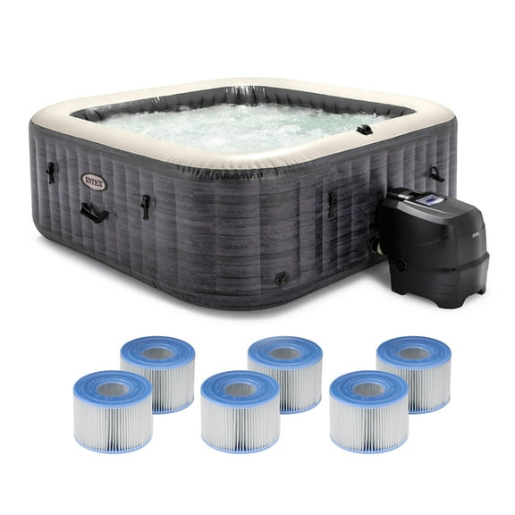 Intex PureSpa Plus Greystone Hot Tub, 94x28", w/ S1 Filter Cartridge 6-Pack