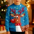 thumbnail image 2 of Byoo Little Boys Christmas Sweatshirt Reindeer Graphic Knit Long Sleeve Crewneck Pullover Top Kids Winter Holiday Xmas Shirt, 2 of 5