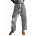 thumbnail image 1 of Jeans para Mujer Y2k con Rayas, Cordón Ajustable, Cintura Alta, Rectos, Pierna , Estilo Boyfriend, Pantalones Vaqueros Mom. Negro S, 1 of 8