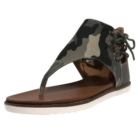 

Qufokar Wide Calf Womens Boots Size 10 Fashion Sandals for Women Size 11 Women Summer Camouflage Zipper Shoes Flat Beach Open Toe Breathable Sandals