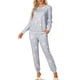thumbnail image 2 of Conjunto de pijama de manga larga para mujer INSPIRE CHIC, sudadera de punto impresa con estrellas, 2 piezas, ropa de dormir M Rosa, 2 of 6