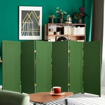 4 ft. Tall Color Dyed Fiber Weave Panel Screen Room Divider - Light Green - 6 Panel