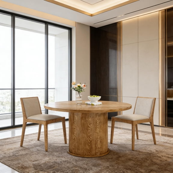 43" Top Round Dining Table with Sturdy Metal Pedestal Base, Seats 4, Modern Small Kitchen Table for Dining Room, Easy Assembly