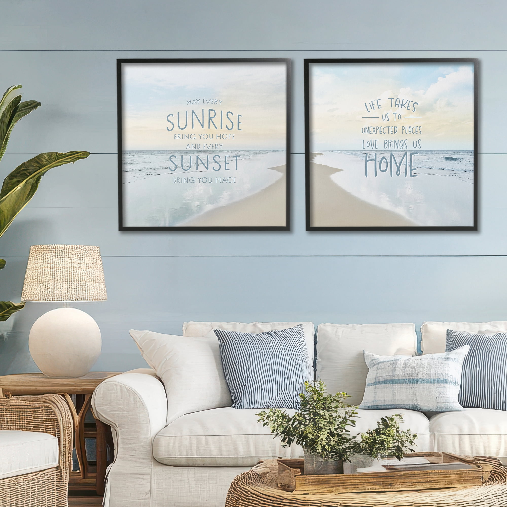 Stupell Industries Beautiful Beach Inspirations 2 Piece Black Framed Giclee Art Set, design by Natalie Carpentieri