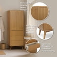 thumbnail image 3 of Teamson Home Tremolo Modern Boho Linen Storage Cabinet with Adjustable Shelves & 3 Drawers, Push-Open Doors with Solid Wood & Fluted Fronts, 3 of 10