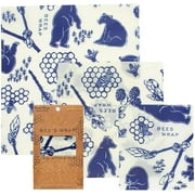 Bee's Wrap Beeswax Wraps 3 Pack, Bees & Bears Print - Plastic-Free Food Storage