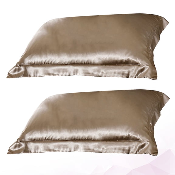 ETEREAUTY Silk Pillowcase 1 Pair Soft Smooth Luxury Pillow Cover for Home Use in Elegant Golden Color