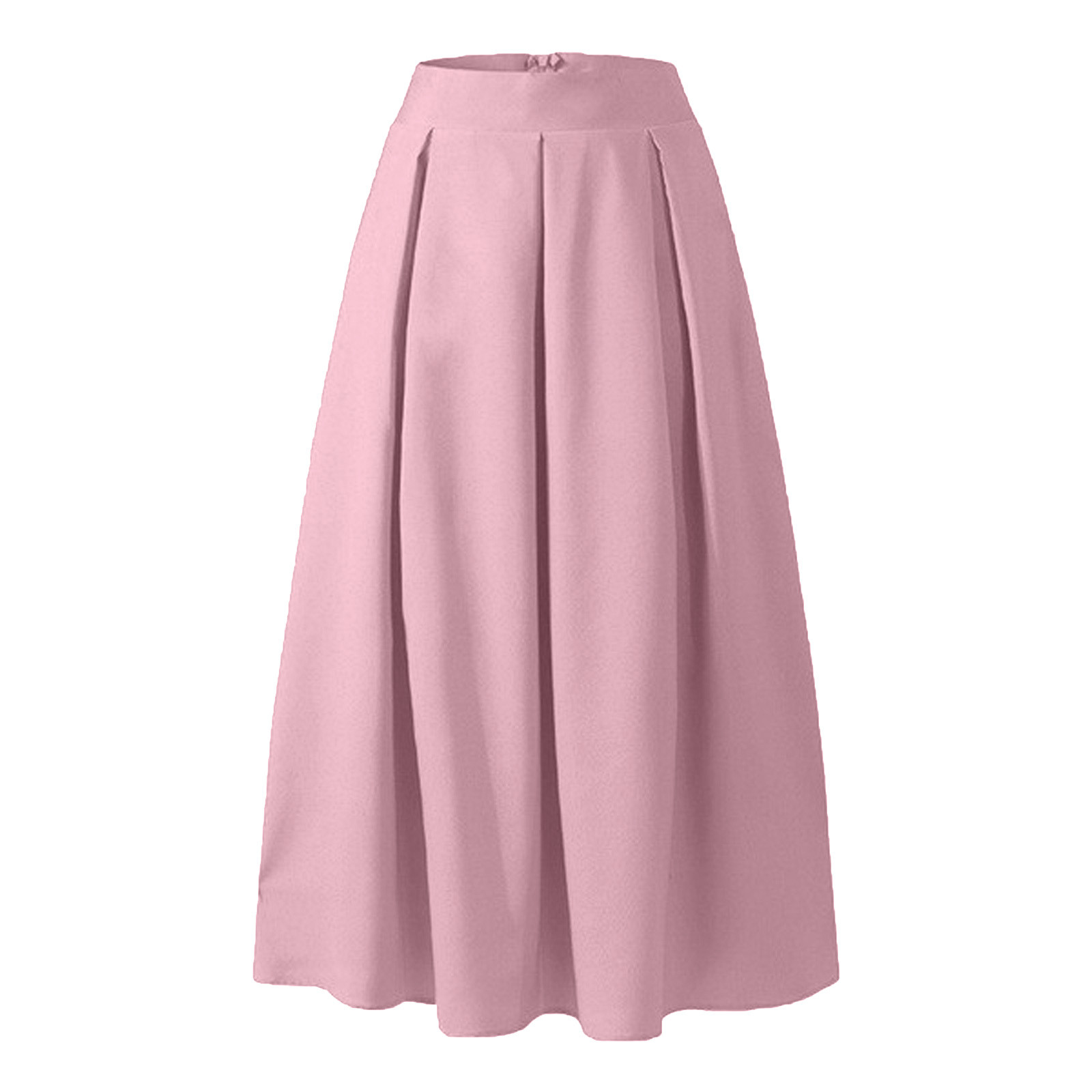 JWZUY Women's High Waist Flared Skirt Pleated Maxi Skirt with Pocket ...