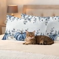 thumbnail image 3 of Blue White Pumpkin Outdoor Waterproof Pillow Covers, Fall Thanksgiving Eucalyptus Coastal Decorative Rectangle Throw Pillowcase Sofa Cushion Sham for Patio/Couch/Chair, 20"x12" 2 Pack, 3 of 8