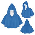 thumbnail image 2 of PXLKNZH Men's and Women Halloween Costume Shawl Cloak Solid Color Short Hooded Poncho Coat Beach Outfit Sun Protection Shrug Cape Winter Hooded Outerwear Blue,Free Size, 2 of 6