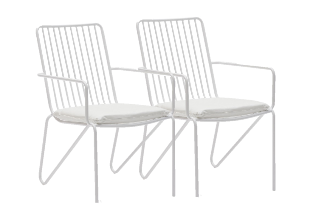 MoDRN Industrial Wrought Iron Stacking Dining Chair - Set of 2 - White (Chairs Only) - image 2 of 9