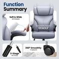 thumbnail image 6 of STACOO High Back Executive Office Chair 400lbs, Big and Tall Ergonomic Desk Chair with Lumbar Support & Flip-up Armrests, PU Leather Swivel Chair with Adjustable Height – Gray, 6 of 10