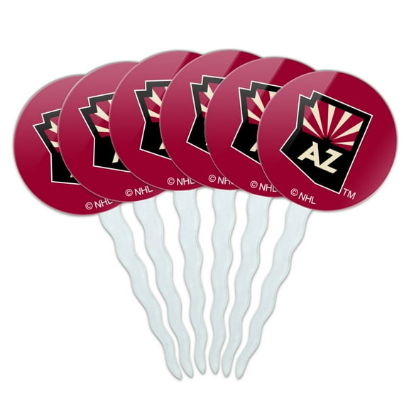 NHL Arizona Coyotes Logo Cupcake Picks Toppers Decoration Set of 6