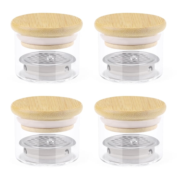 ACDANC 4 Pack Acrylic Nail Brush Cleaner Dappen Dish with Lid,Mesh Layered Nail Art Brush Wash Cup Glass Removal Jar for Sequins Glitter Powder,1.5In High