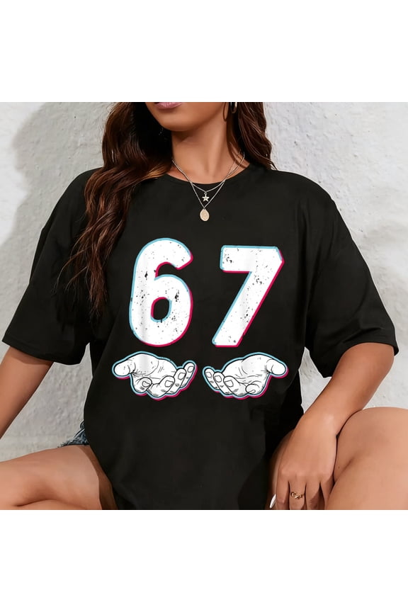 100% Cotton Number 67 Matching Six Seven 6 7 Meme 6-7 Halloween Costume T-Shirt