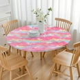 thumbnail image 3 of Pink Tie Dye Pattern Round Fitted Tablecloth with Elastic Edge,Dining Table Cover Waterproof,Outdoor Round Tablecloth for Camping,Dining,Indoor and Outdoor, 3 of 7
