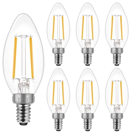 ENERGETIC B10 LED Classic Candelabra Clear Light Bulb,40W Equivalent,Soft White 2700K,E12 Base,Filament Clear Glass,300 LM,UL Listed,Non-dimmable,6 Pack