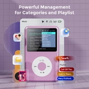 Innioasis Mp3 Player with Bluetooth, 2.4 128GB Portable Mini HiFi Sound Bluetooth Digital Music Player with FM Radio Audiobook and Speaker Built in for Kids (Purple)