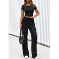 thumbnail image 2 of Conjunto de Mujer PRETTYGARDEN de 2 Piezas en Punto Canalé Negro Talla M, 2 of 8