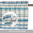 thumbnail image 6 of Blue Stripes Valance Curtain for Windows Watercolor Ocean Summer Coastal Linen Rod Pocket Curtain Valances Short Window Treatments Panels for Kitchen Bathroom Laundry Room Basement 60 x 18 Inch, 6 of 9