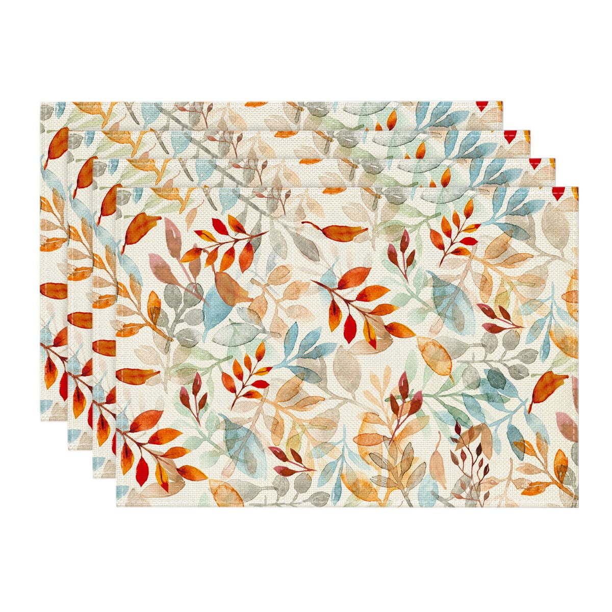 Artoid Mode Eucalyptus Leaves Fall Table Placemats 4 Set 12 x 18