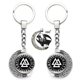 thumbnail image 3 of Llavero con patrón de brújula vikinga para hombre, colgante de cristal de luna girada de 360 grados, Metal, Trinity, runas nórdicas, símbolo de Odin, regalos, 3 of 3