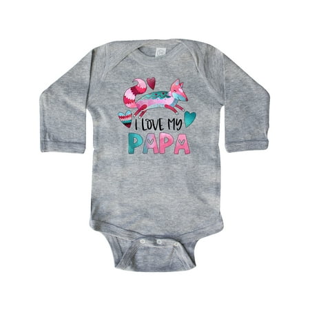 

Inktastic I Love My Papa Pink and Blue Fox with Hearts Gift Baby Boy or Baby Girl Long Sleeve Bodysuit