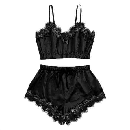 

Womens Satin Leopard Sling Sleepwear Lingerie Lace Nightwear Underwear Set