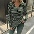 thumbnail image 2 of biudgviw Womens Button Down Shirt for Fall V Neck Lightweight Striped Blouses Casual Trendy Long Sleeve Pullover Tops, 2 of 5