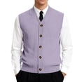 thumbnail image 2 of Resicozy Men's Sleeveless Sweater Vest V-Neck Casual Knit Button Down Solid Color Cardigan Vest Light Purple XL, 2 of 7