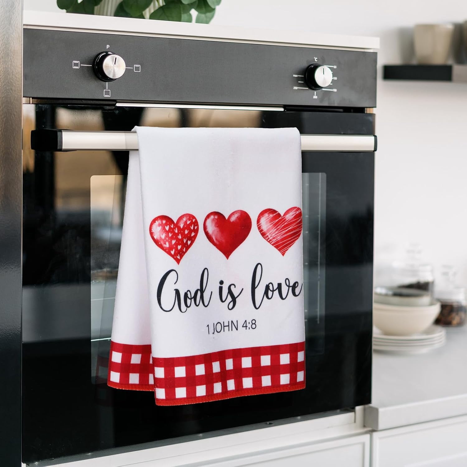 6 Set Christian Valentine''s Day Kitchen Towels Bible Verse Scripture Red Heart Valentines Dish Towels 18x26 Inch Sweet Love Bathroom Hand Drying Tea Dishcloth for Anniversary