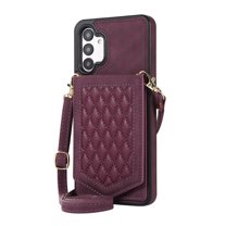 Galaxy A13 5G Case, Samsung Galaxy A13 Wallet Case with Crossbody Shoulder Strap, Dteck PU Leather Protective Phone Cover with Make-up Mirror for Samsung Galaxy A13 4G/5G,Red