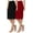 Black-Burgundy, variant on Women's High Waist Stretch Pull On Casual Office Soft Pencil Midi Skirt (Pack of 2)