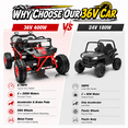 thumbnail image 5 of Conchico 36V Powered Ride on Toy for Big Kids, 2 Seater Electric Ride on Car with Rear Wheel Suspension, Bluetooth, Max Speed 8 mph, Aged 6+, Red, 5 of 8