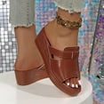 thumbnail image 5 of KEGIRLOM Women's Fashionable And Casual Summer Thick-Soled Outdoor Wedge Sandals Brown 9, 5 of 9