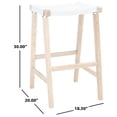 thumbnail image 6 of SAFAVIEH Aariz Modern Rectangle Barstool, White/Natural (18.5 in. W x 20 in. D x 30 in. H), 6 of 7