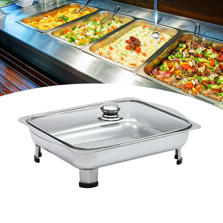 Bemkop Electric Chafing Dish,Rectangular Chafing Dish Buffet Set with Glass  Top, Soft-Close Lid, Chafer for Catering Buffet Servers and Warmers