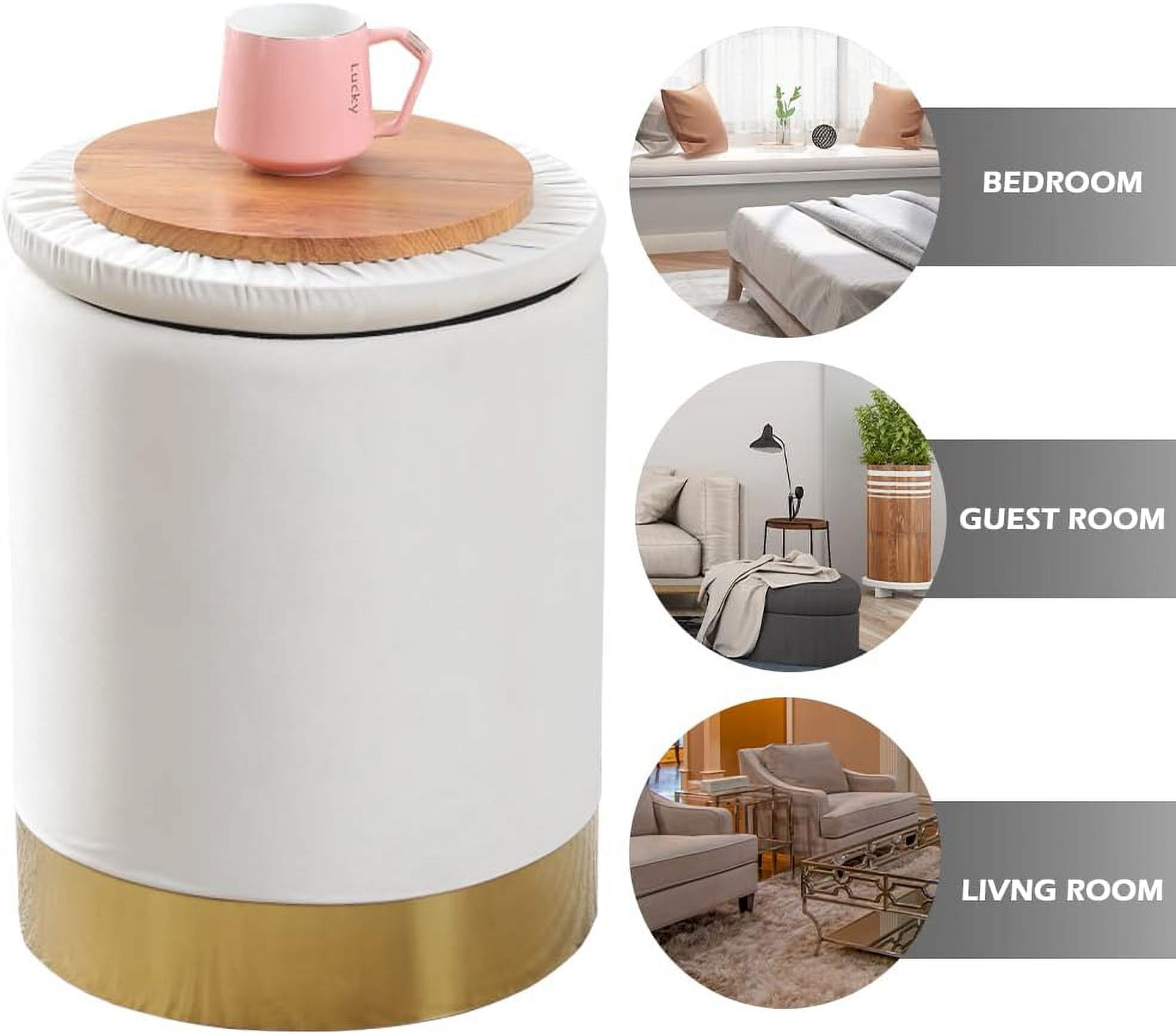 Mxfurhawa Cream Velvet Multipurpose Storage Ottoman