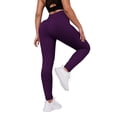 thumbnail image 2 of 3D Cellulite Leggings for Women No Curling Lift Pants No Front Seam Leggings Tummy Control Compression Pants Tummy Shaping Pants Scrunch Butt Lifting Leggings Resistance Band Leggings Purple L, 2 of 9