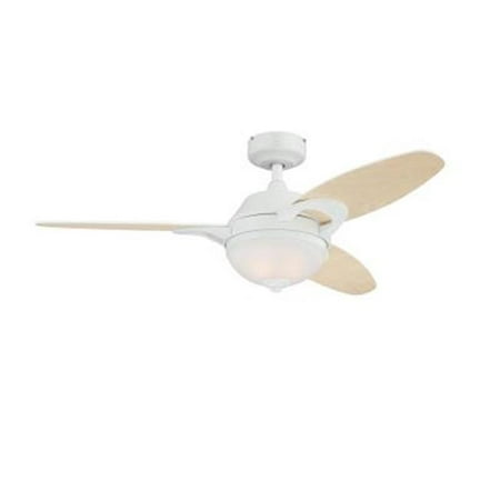 

Westinghouse 7237200 46 in. White Finish Reversible Blades Frosted White Alabaster Glass Light Maple & White
