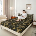 thumbnail image 4 of Castle Fairy Teens Flying Butterfly 4-Piece King Bed Sheets, Sparkling Sequin, Black Golden, Super Cozy Room Decor, 4 of 7